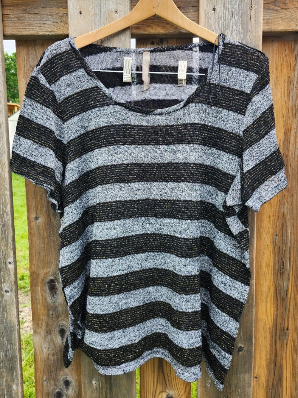 PRETTY PENNINGTONS Stripe Knit Top Women's 2X Short Sleeve Top